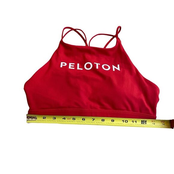 Peloton Women’s M High Neck Strappy Sports Bra Classic Red Padded Athletic Gym - Picture 7 of 9